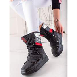 Bottes de neige pour femmes Big Star EE274656 noir rouge argent 1