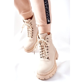 Ideal Shoes Bottes Timberki Traperki Beżowe Mustgrow beige 2