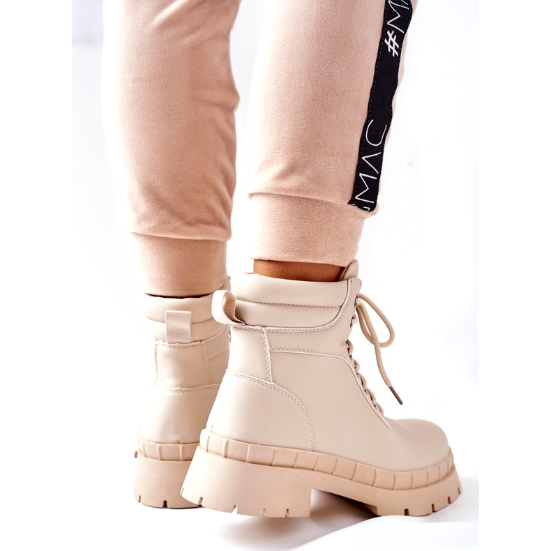 Ideal Shoes Bottes Timberki Traperki Beżowe Mustgrow beige 4