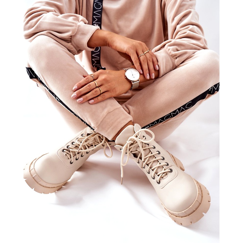 Ideal Shoes Bottes Timberki Traperki Beżowe Mustgrow beige 5