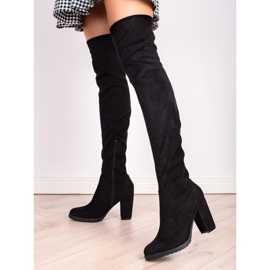 TRENDI Bottes hautes en daim le noir 3
