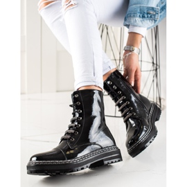 Bottes laquées à la mode le noir 4