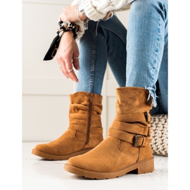 Renda Bottines en daim camel avec boucle décorative brun 2