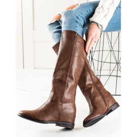 TRENDI Bottes compensées marron brun 2