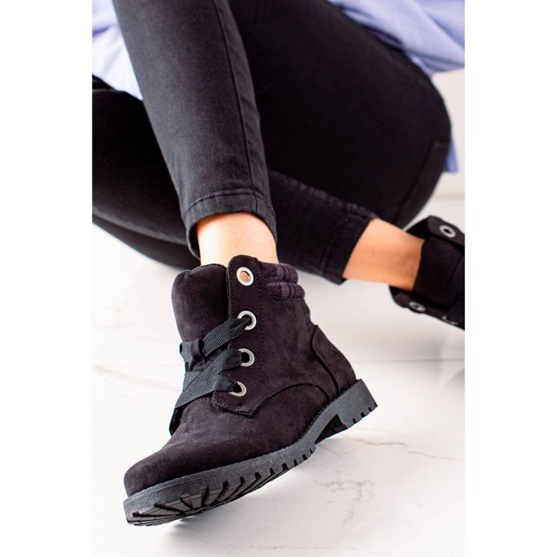 TRENDI Bottes Trapeur en Daim le noir 1