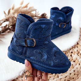 Bottes de Neige Enfant Fourrure Bleu Marine Kawai 1