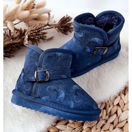 Bottes de Neige Enfant Fourrure Bleu Marine Kawai 2