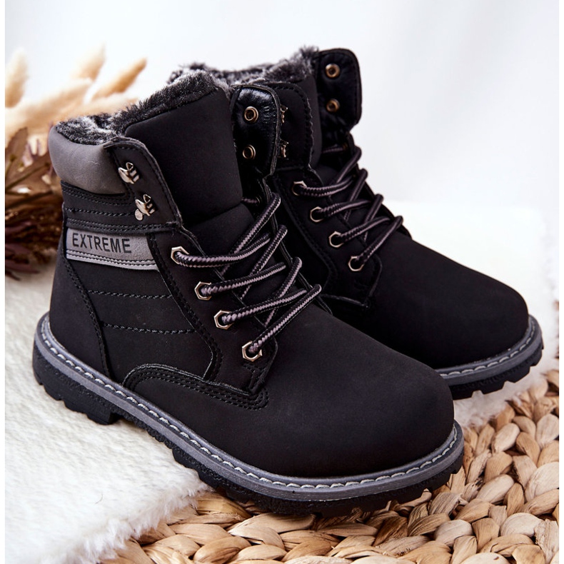 PA1 Tombes de trappeurs réchauffées noires pour enfants le noir 1