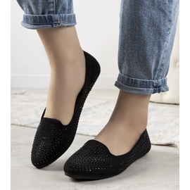 Ballerines noires ornées d'oxydes de zirconium Harriette 1