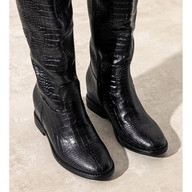Bottines noires à motif peau de crocodile Daoust le noir 2