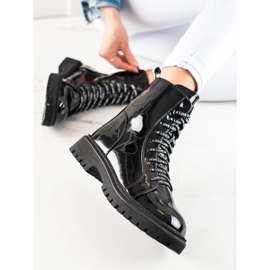 TRENDI Bottes à lacets noires le noir 1 TRENDI Bottes à lacets noires le noir 1