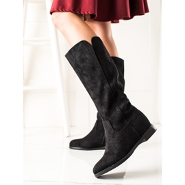 Renda Bottes compensées en daim noires le noir 1