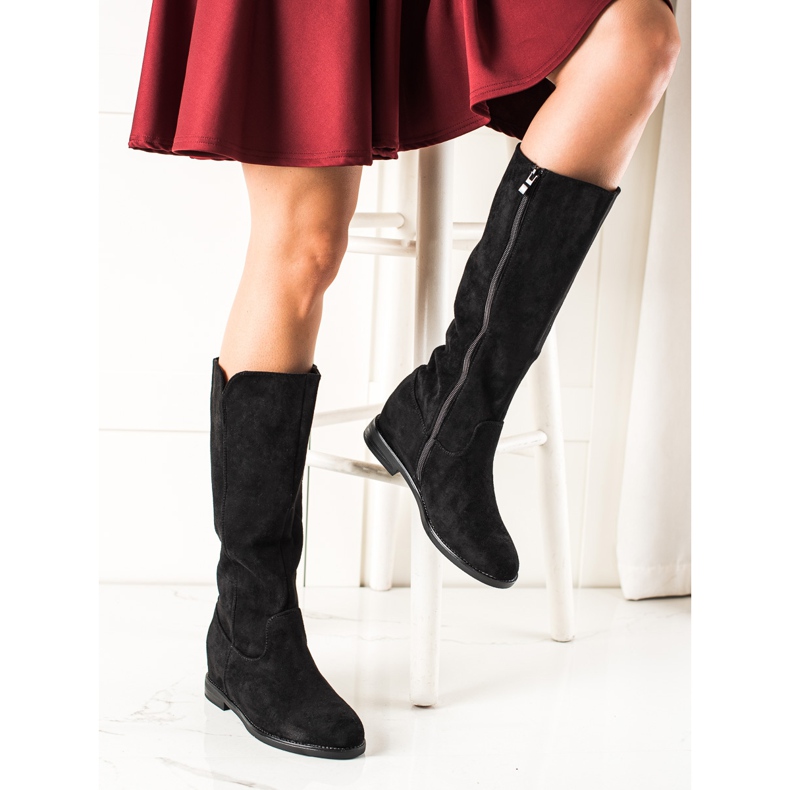 Renda Bottes compensées en daim noires 2