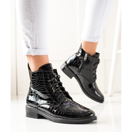 TRENDI Bottes élégantes avec un motif le noir 2