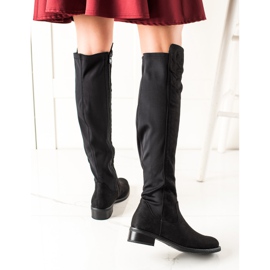 Lovery Bottes en daim confortables le noir 1