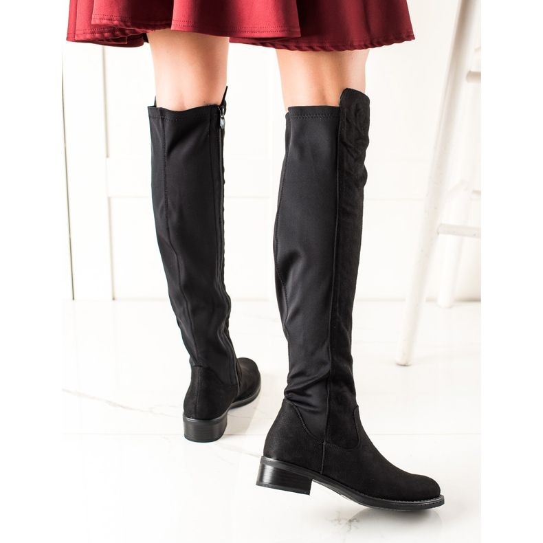 Lovery Bottes en daim confortables le noir 1