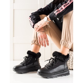 TRENDI Bottes de neige noires avec fourrure 1