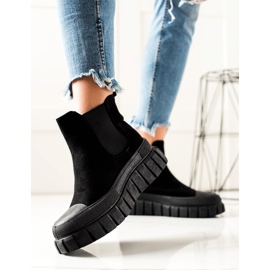 TRENDI Bottines Chelsea élégantes sur la plate-forme le noir 1 TRENDI Bottines Chelsea élégantes sur la plate-forme le noir 1