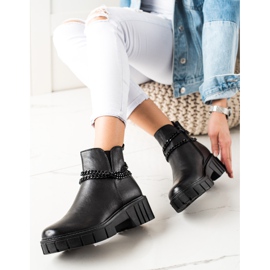 Goodin Bottes sur la plate-forme avec une chaîne noir 1