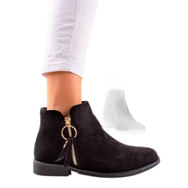 Super Me Bottes avec une fermeture éclair dorée le noir 2