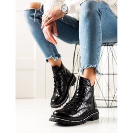 Filippo Bottes de mode en cuir noir 1