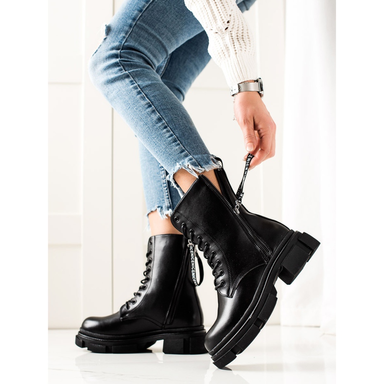 Bona Bottes noires avec fermeture éclair décorative le noir 1 Bona Bottes noires avec fermeture éclair décorative le noir 1