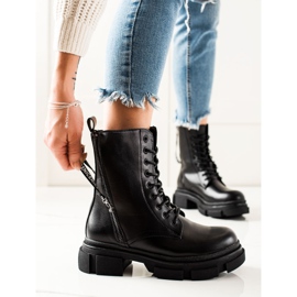 Bona Bottes noires avec fermeture éclair décorative 2