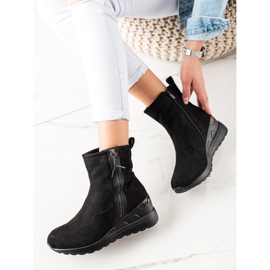 Evento Bottines en daim à talon compensé le noir 3