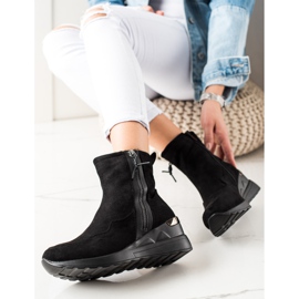 Evento Bottines en daim à talon compensé le noir 2