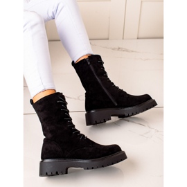 Bona Bottes de trappeur en daim noires le noir 1