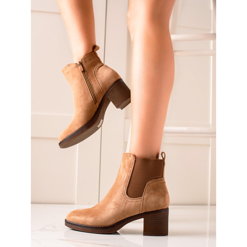 Seastar Bottines à talons en daim beige brun 2