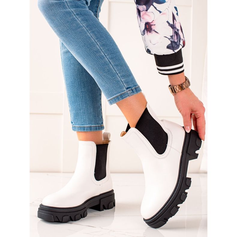 Seastar Bottes Chelsea à la mode sur la plate-forme blanc 2