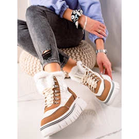 TRENDI Bottes de neige chaudes sur la plate-forme blanc brun 2