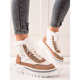 TRENDI Bottes de neige chaudes sur la plate-forme blanche brun 1