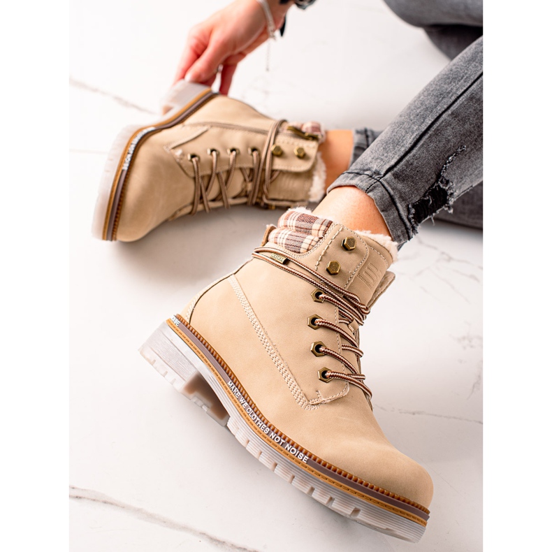 Goodin Trappeurs isolés en cuir écologique beige 1 Goodin Trappeurs isolés en cuir écologique beige 1