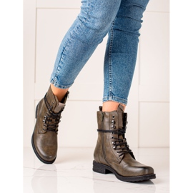 Super Mode Bottines à lacets classiques brun vert 1