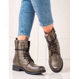 Super Mode Bottines à lacets classiques brun vert 2