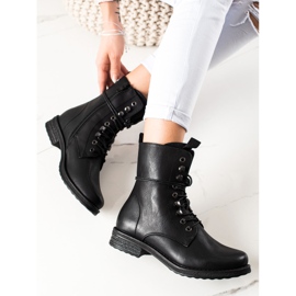 Super Mode Bottines à lacets classiques le noir 1