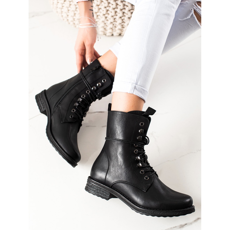 Super Mode Bottines à lacets classiques noir 1