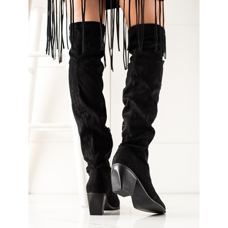 Laura Mode Cuissardes à talons bas noir 1