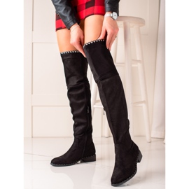 Lucky Shoes Bottes avec ornements d'argent noir 1