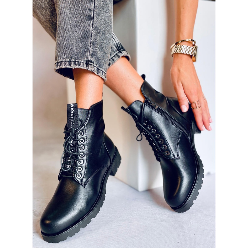 Travailleurs à lacets Ango Black noir 2