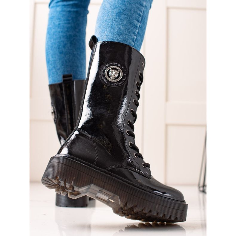 Filippo Bottes en cuir sur la plateforme le noir 1 Filippo Bottes en cuir sur la plateforme le noir 1