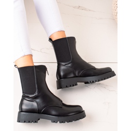 TRENDI Bottes chaudes avec une fermeture éclair le noir 3