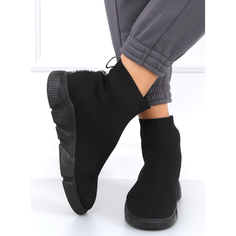 Baskets chaussettes noires Cento le noir 1