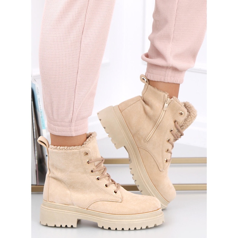 Bottines à lacets Visko Kaki beige 1