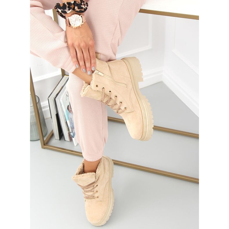 Bottines à lacets Visko Kaki beige 2