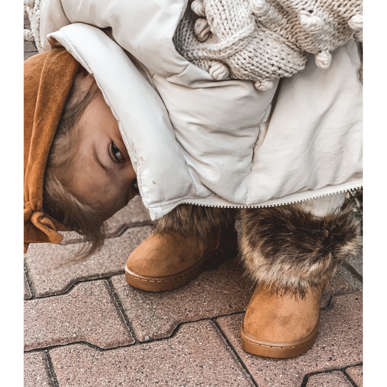 FRROCK Bottes De Neige Avec Fourrure Camel Petit Renard beige jaune 2