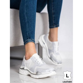 Goodin Baskets en cuir à paillettes blanche 1