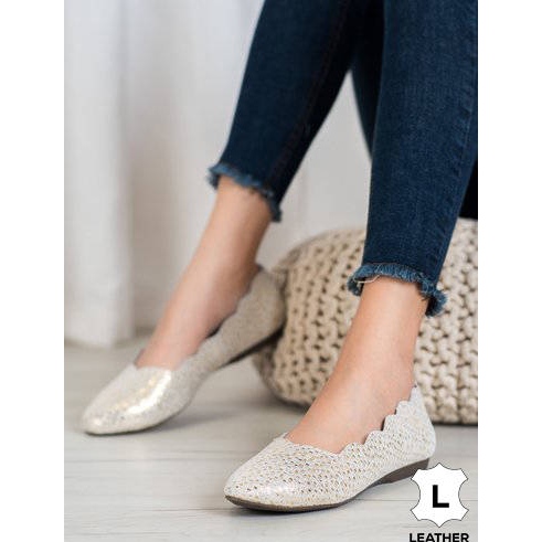 Filippo Ballerines en cuir à la mode doré 1